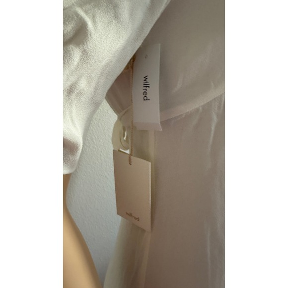 Wilfred Aritzia White Puff Sleeve Midi Dress Sweetheart Neck Ruched Size 2 - Picture 5 of 15